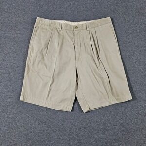Cutter & Buck Mens Khaki Pleated Chino Shorts Tan Cotton Size 40 MCB09803